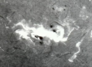 Photograph of a powerful proton flash on October 28, 2003.